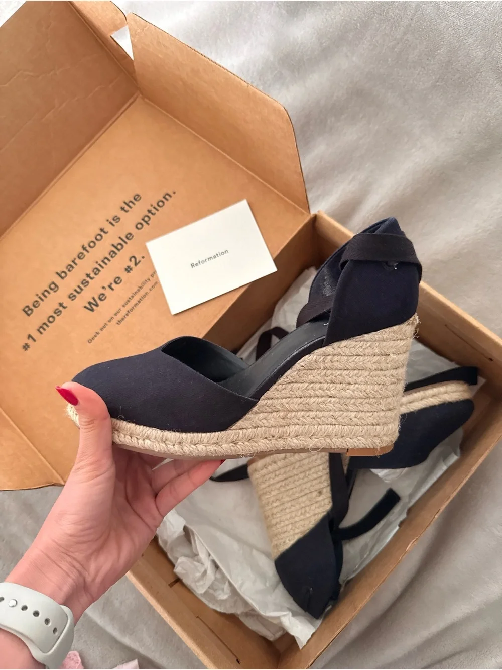 Reformation Black Espadrille Wedge Sandals